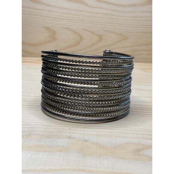 Silver-Tone Cuff Bracelet With Inticate Design Adjustable Fit - Picture 3 of 6